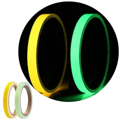 Immagine di 2 Rotoli 1cmx5m Nastro Fluorescente Adesivo,Nastro Bagliore Nel Buio Impermeabile,Nastro Luminoso Autoadesivo,per Scale,Cartello di Uscita,Gradini