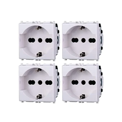 Immagine di Presa Schuko Bianco, Compatibile Con Vimar Plana (4 Pezzi)