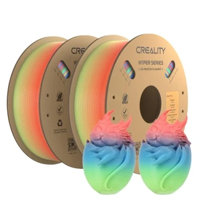 Immagine di Creality Hyper PLA Filament Arcobaleno Corto 2KG, Filamento per Stampanti 3D La Stampa Ad Alta Velocità, Durevole e Liscio, Prestazioni Di Overhang Accuratezza Dimensionale +/ 0,03mm, 2 Rotoli