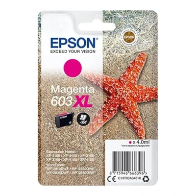 Immagine di Epson Serie 603XL Stella Marina Cartucce originali per Stampante getto d&#039;Inchiostro, Single Pack 1 Colore (Magenta) Formato XL, Stampe Casa/Ufficio fino 350 Pagine, Confezione Retail