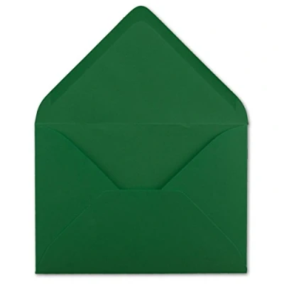 Immagine di 100 buste formato DIN C6, 11,4 x 16,2 cm, 120 g/m², con incollaggio a umido, per inviti del vostro agente Glüxx, colore verde scuro