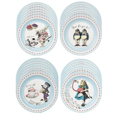 Immagine di Talking Tables Alice nel paese delle meraviglie, piatti di carta usa e getta per feste del tè Cappellaio Matto, compleanno, baby shower, Giornata mondiale libro, 4 disegni con personaggi, 23