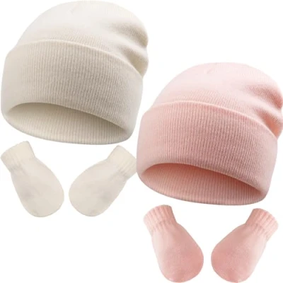 Immagine di DRESHOW Toddler Beanie Invernali Berretto e Guanti Set Neonati Caldo Cappello a Maglia Invernale con per 3 Mesi 24 Ragazze Ragazzi Bambini