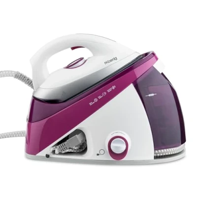 Immagine di H.Koenig V26 Centrale a vapore, Piastra in ceramica &quot;Easy glide&quot;,5.4 bars, capacità 1.1L, 2400W, Bianco/Fucsia