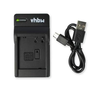 Immagine di vhbw Caricabatterie USB compatibile con Panasonic Lumix DMC LX15 batteria fotocamera, Camcorder, Action Cam