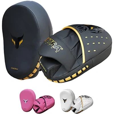 Immagine di Mytra Fusion Focus Pads Mitts Hand Target Pad Boxing Kickboxing Muay Thai Training Pair (Black)