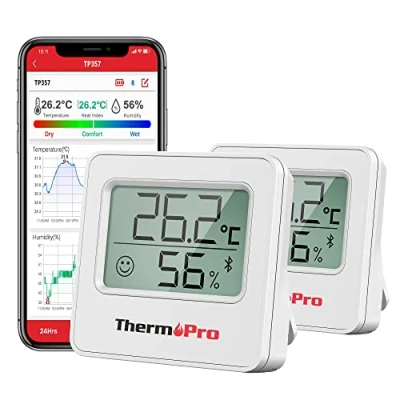 Immagine di ThermoPro TP357 260FT Termometro da casa Bluetooth per interni con monitor remoto di temperatura e umidità APP intelligente