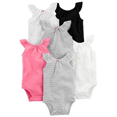 Immagine di Simple Joys by Carter&#039;s 6 Pack Sleevless Bodysuit Infant And Toddler Bodysuits, Multicolore/Cuori/Pois, Prematuro (Pacco da 6) Unisex Bimbi