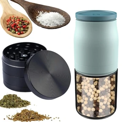 Immagine di Macina Pepe Manuale, Set di Macinaspezie incl. 1 Macinapepe Finezza Regolabile e Trita Spezie Ø 55 mm, Sale Pepe, Macinino per in Ceramica, Macinatore Grosso Grani