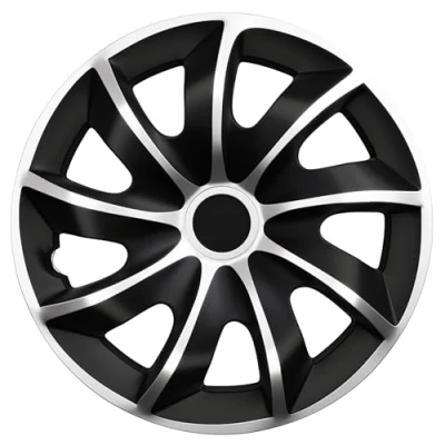 Immagine di WERKTHOR Copricerchi 15 Pollici Set 4 da 13 a 16 Nero/Argento Copri Cerchi per Auto Borchie Robuste in Acciaio