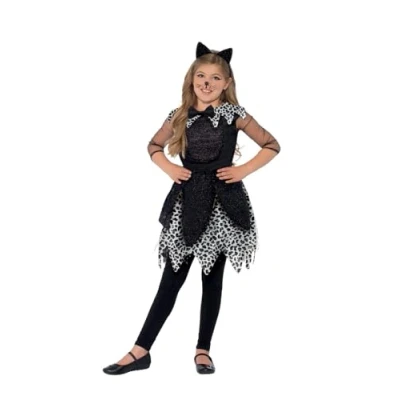 Immagine di SMIFFYS Costume Gatto di Mezzanotte, Nero, comprende Abito, Coda e Cerchietto con Orecchie Feline