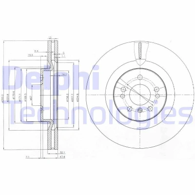 Immagine di DELPHI BG9013 Disco freno 350 32 5 ventilato Oleato non trattato senza cuscinetto ruota, anello sensore ABS MERCEDES BENZ: Classe ML, R