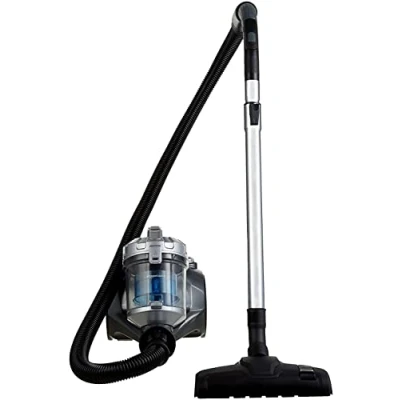 Immagine di Amazon Basics, aspirapolvere cilindrico senza sacchetto 15KC 71EU4, potente per pavimenti duri e tappeti, filtro Hepa, compatto leggero, 700 W, 1.5 L, Nero/Blu