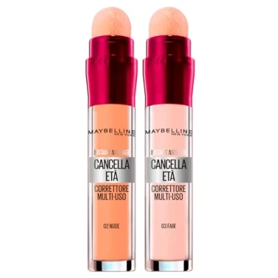 Immagine di 2x Maybelline New York Corretto Liquido Il Cancella Età Colori 03 Fair e 02 Nude Con Bacche di Goji Haloxyl Copre Occhiaie Piccole Rughe