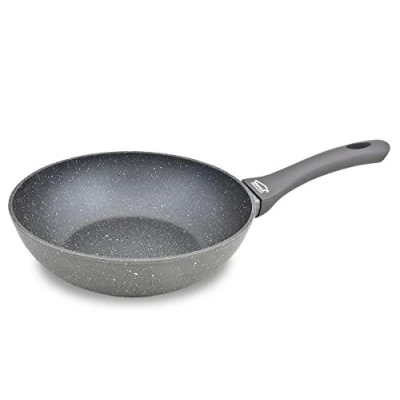 Immagine di Space Home Padella Wok di Alluminio Forgiato con Antiaderente StoneTech a 5 Strati Grigio Effetto Pietra Ø 24 cm