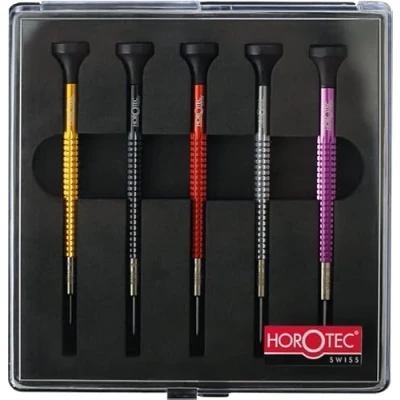 Immagine di Assortimento di cacciaviti precisione per orologiaio in alluminio e punte acciaio inossidabile Swiss Made Horotec MSA01.020, rosso, 01.020 C