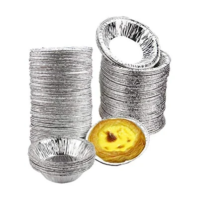 Immagine di 100 vassoi in alluminio per muffin, chignon, alluminio, torta, mini uova, tortine, piatti da pasticceria, stampi