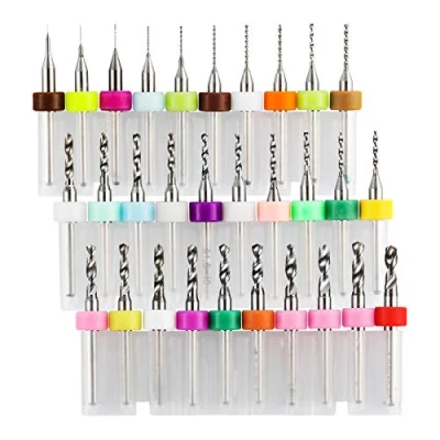 Immagine di Genmitsu 30pz PCB Drill Bits Set di punte per PCB, 0.1mm 3.0mm, 1/8 &quot;Shank Spiral Flute CNC Router Bit l&#039;incisione dei gioielli del circuito stampato, PD30A