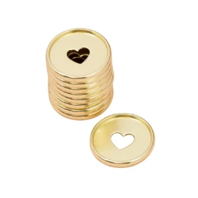 Immagine di Craftelier Anelli a Disco in Metallo M con Cuore Fustellato per Rilegatura di Planner, Quaderni o Album Ideale Scrapbooking Confezione da 9 pezzi Diametro 35 mm Colore Oro