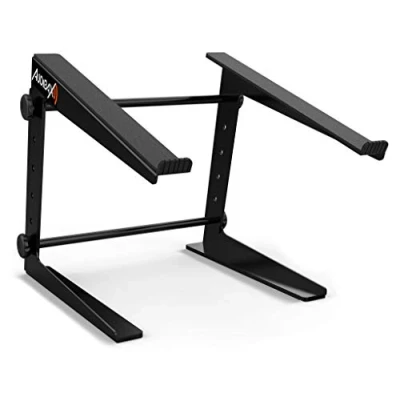Immagine di Audibax TOP 5 Supporto per Laptop Computer Cabina o Studio DJ Altezza Regolabile da 16,5 a 25,5 cm Copertura Inclusa Pieghevole In Acciaio