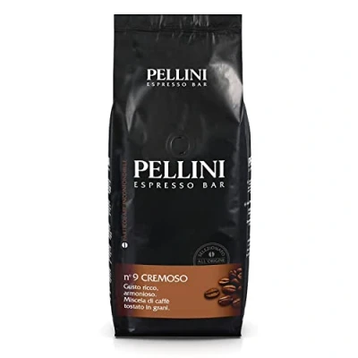 Immagine di Pellini N.9 Cremoso, Caffè in Grani per Espresso 1kg, Miscela Arabica e Robusta dal Gusto Ricco Armonioso, Chicchi a Tostatura Media