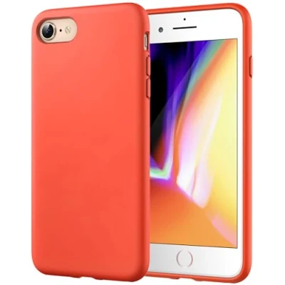 Immagine di JETech Cover in Silicone per iPhone SE 3/2 (modello 2022/2020), 8/7, Custodia Protettiva con Tutto Il Corpo Tocco Morbido setoso, Antiurto Fodera Microfibra (Rosso arancio)