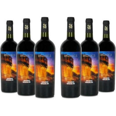Immagine di Brumale Vino Rosso Sangiovese di Romagna DOC, Rotondo e Fresco con Note Fruttate, 12.5% Vol, Confezione 6 Bottiglie da 750 ml