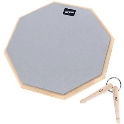 Immagine di Keepdrum DP GY12 Drum Practice Pad Grigio 12&quot; + portachiavi Bacchette per batteria