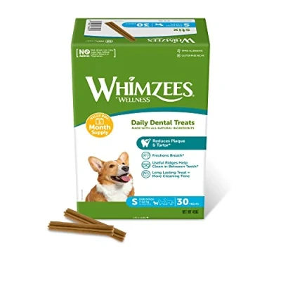 Immagine di WHIMZEES By Wellness Stix, Bastoncini da Masticare per Cani di Piccola Taglia, Taglia XS, Confezione 30 Pezzi, Senza zuccheri aggiunti, Cereali, Naturali, a Basso Contenuto Grassi