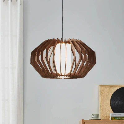 Immagine di EGLO Lampada sospensione Rusticaria con fasce di legno