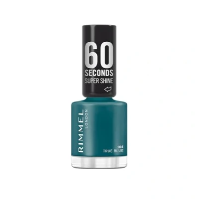 Immagine di Rimmel 60 Seconds Super Shine Smalto, Smalto asciugatura rapida, Colore vibrante, A lunga tenuta, 8 ml, 104 True Blue