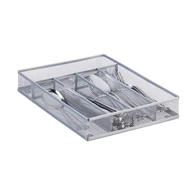 Immagine di Relaxdays 5 x 23,5 31,7 cm, Argento 10022512_55 Portaposate da Cassetto in Metallo Forato, Aperto, Misura M, HxLxP