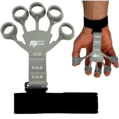 Immagine di MuscleForge® Trainer per Dita, Estensore Dita in Silicone Rafforzare la Presa, Allenamento Della Presa con 3 Livelli di Regolazione da a 5 kg, Rinforzo Avambraccio e Allena Mano