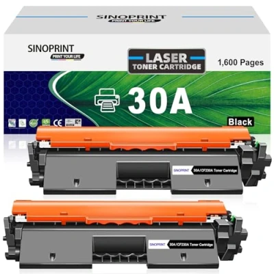 Immagine di SINOPRINT Cartuccia Toner 30A CF230A Compatibile con HP CF230X 30X per Laserjet Pro MFP M227fdw M203dw M203dn M203d M227sdn M227fdn M227d(2 Nero)
