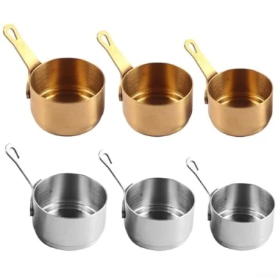Immagine di Pentola per latte in acciaio da 60 ml, 80 100 con manico ergonomico, padella a induzione cucina e ristorante, facile pulire, burro, caffè, salsa altro (argento (80 ml)
