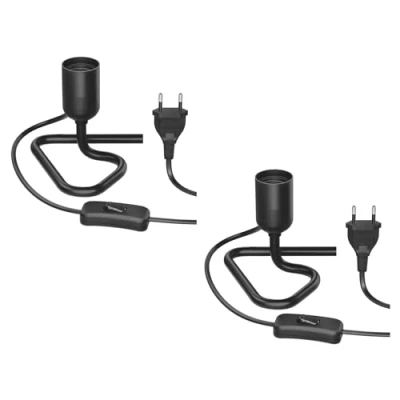 Immagine di ledscom.de 2 pezzi Lampada da tavolo/Portalampada/Triangolo base triangolare TRIN, interruttore, alluminio, nero, 1x E27 max. 60W
