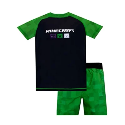 Immagine di MINECRAFT Costume da Bagno a Due Pezzi per Ragazzi Creeper Verde 12 13 Anni