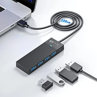 Immagine di SANZANG hub USB, 4 porte USB 3.0 con cavo da 100 cm, dati ultra sottile Super Speed per MacBook, Mac Pro/Mini, iMac, Surface Pro, XPS, laptop, Flash Drives, HDD mobile e molto altro ancora