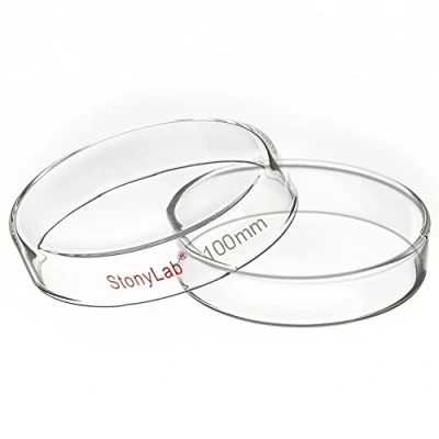 Immagine di stonylab Piastra di Petri Vetro, 100x20 mm per Coltura Cellulare in Vetro Borosilicato Autoclavabile con Coperchio Trasparente Laboratorio
