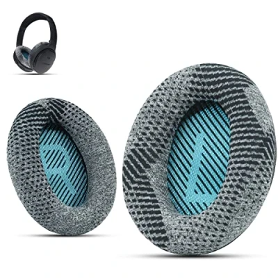 Immagine di Cuscinetti di ricambio Krone Kalpasmos, compatibili con Bose QuietComfort 35 ii / QC35 QC25 QC2 QC15 Ae2 Ae2i Ae2w SoundTrue e SoundLink, in tessuto schiuma memory, colore grigio.