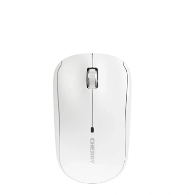 Immagine di CHERRY MW 2200, Mouse Senza Fili per Computer Portatili, 2,4 GHz, Ambidestro, 1300 dpi, Rotellina Cromata, inclusa Borsa il Trasporto, a Batteria, Bianco