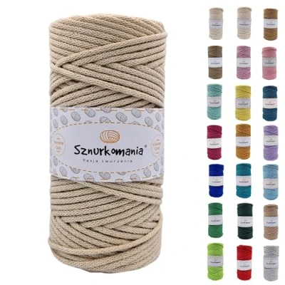 Immagine di cordoncino di cotone 3 mm 100 m, 46 colori, in intrecciato mm, corda macramè, filato alta qualità, macramè (beige chiaro)