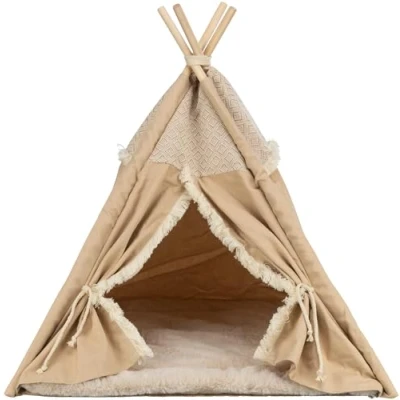 Immagine di TRIXIE Tipi antiscivolo per cani e gatti in design bohémien, 55 x 65 cm, beige con cuscino reversibile integrato, lavabile lavatrice 38211