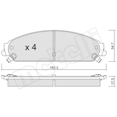 Immagine di METELLI 22 0717 0 Kit pastiglie freno con segnalatore acustico usura CHRYSLER: 300C Touring, Sedan, LANCIA: Thema Sedan
