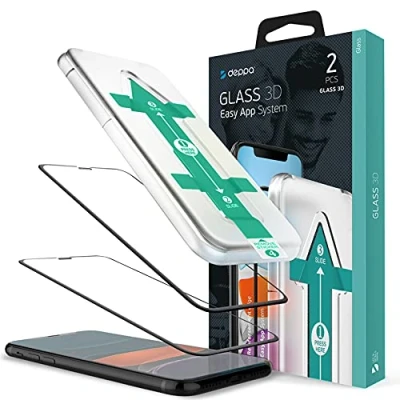 Immagine di Deppa [2 Pezzi Pellicola Vetro Temperato per iPhone 11 Pro Max (6.5&#039;) [a Copertura Totale] con Kit Installazione Facile Vetrino, Protezione, Proteggi, Schermo, Display, Accessori