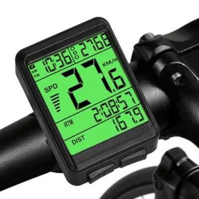 Immagine di BOOTEEK Contachilometri Bici Senza Fili,2.4 Pollici Multifunzionale Impermeabile Bicicletta con LCD Display Retroilluminato,Computer per Distanza di Tracciamento,Velocità,Timer