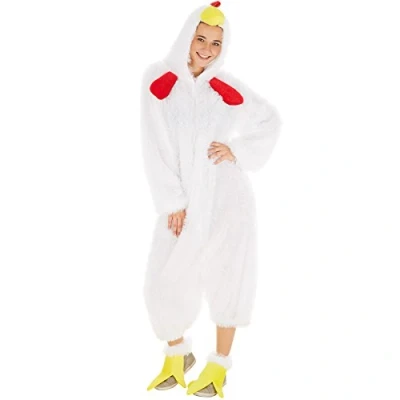 Immagine di dressforfun Costume da Gallo per Lui e Lei In Peluche Arruffato Incl. Zampe Dotate di chiusura a strappo (M No. 300866)