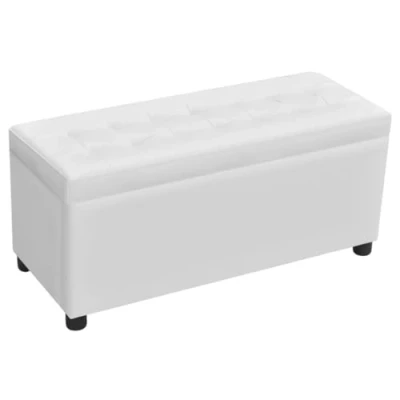 Immagine di vidaXL Sgabello con Contenitore in Similpelle Bianco Baule Pouf Poggiapiedi