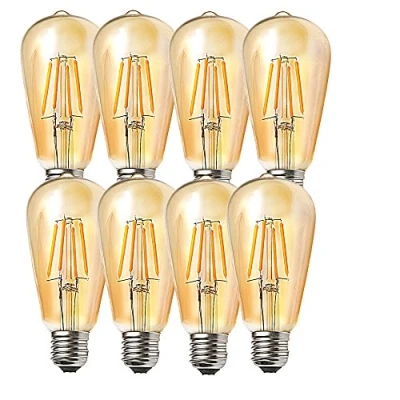 Immagine di OUGEER 8 lampadine a LED E27, 4 W, ST64, filamento Edison, vintage, 2300 K, non dimmerabili