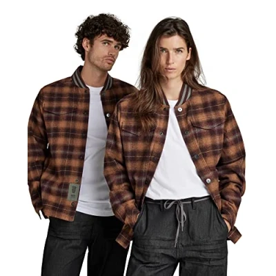 Immagine di G STAR RAW Bomber Collar Overshirt Donna ,Multicolore (dk fig harper check D20662 C839 C751), XS